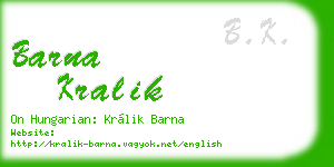 barna kralik business card